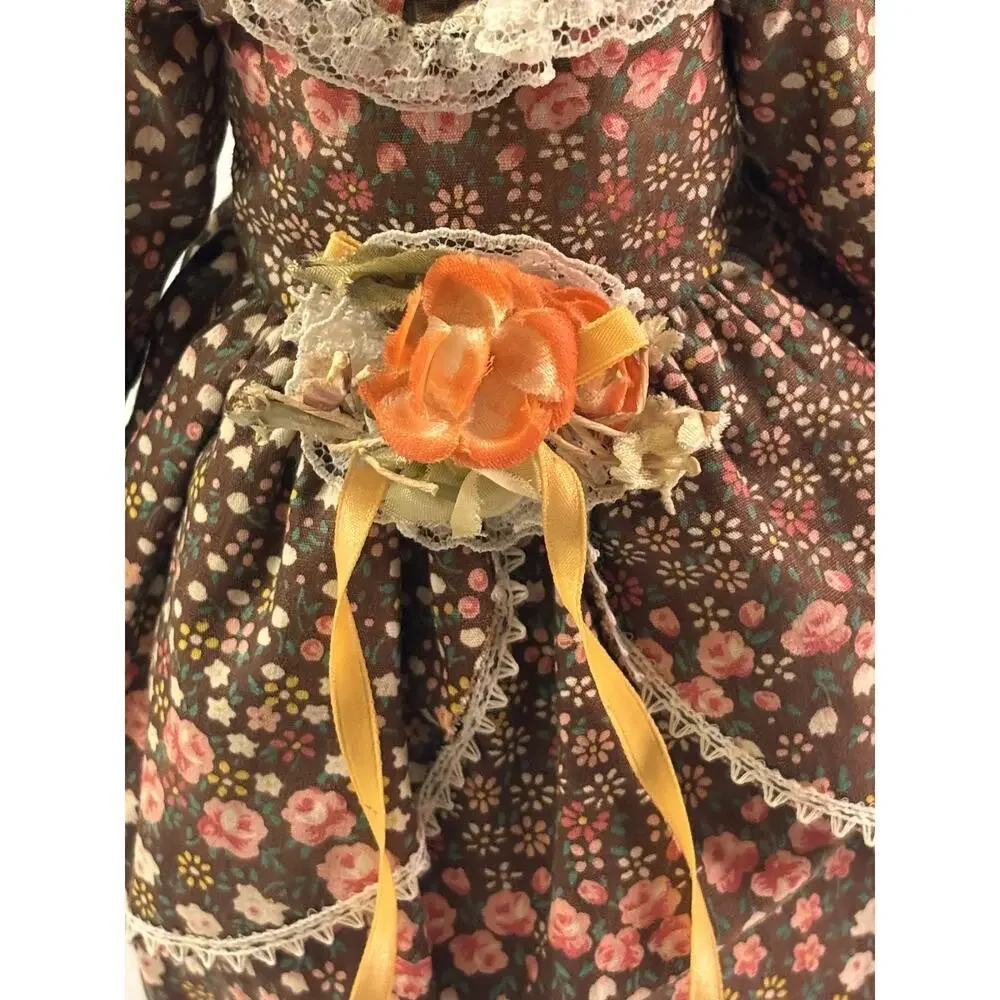 Vintage Shackman Doll Bisque Head, Hands, Feet, Cloth Body Floral Dress Prairie